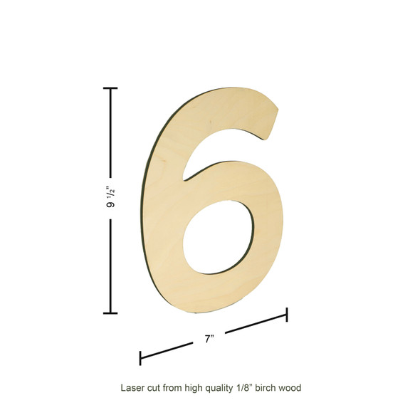 Essentials By Leisure Arts Wood Letter 9.5" Birch Number 6