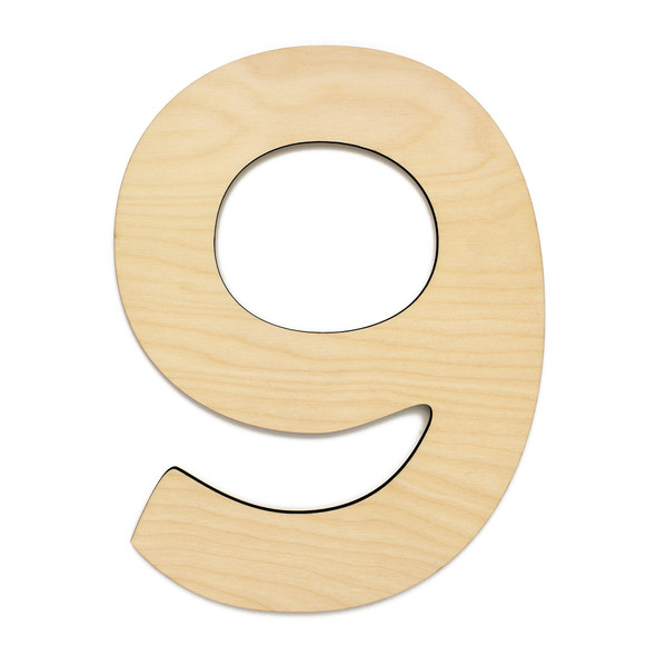 Essentials By Leisure Arts Wood Letter 9.5" Birch Number 9