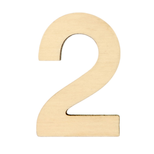 Essentials By Leisure Arts Wood Letter 1.75" Birch Number 2