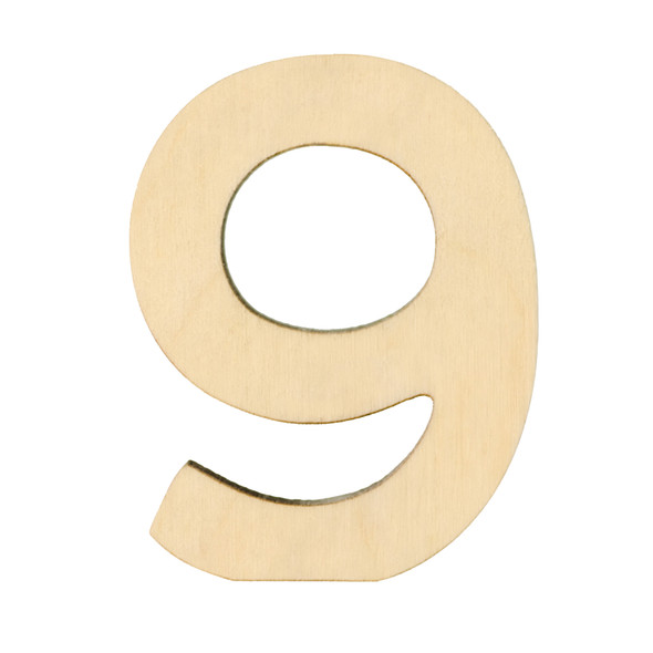 Essentials By Leisure Arts Wood Letter 1.75" Birch Number 9