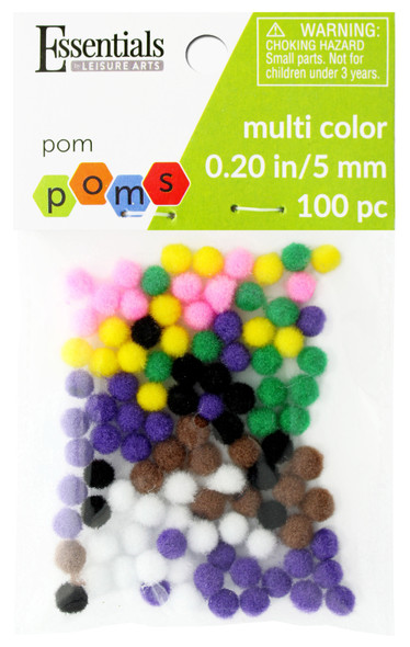 Essentials By Leisure Arts Pom Pom 5mm Multi 100pc