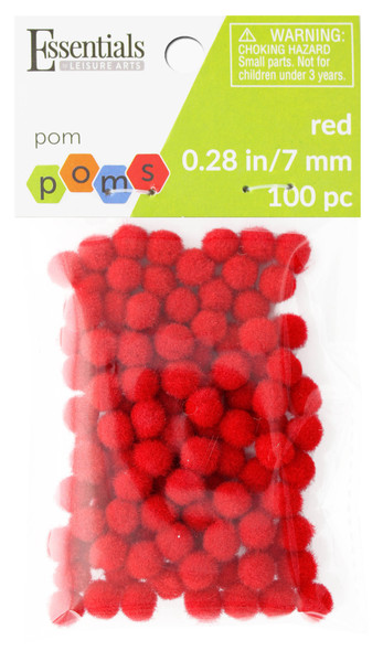 Essentials By Leisure Arts Pom Pom 7mm Red 100pc