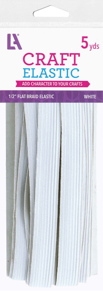 EBL Elastic Flat Braid 1/2" 5yd White