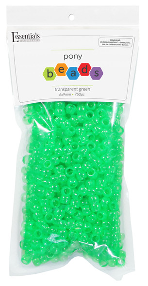 Essentials By Leisure Arts Bead Pony 6mm x 9mm Transparent Green 750pc