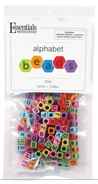 Essentials By Leisure Arts Bead Alphabet 6mm Cube Color Mix 150pc