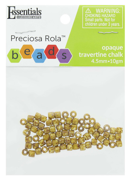 Essentials By Leisure Arts Bead Preciosa Rola 4.5mm Opaque Travertine Chalk 10gm