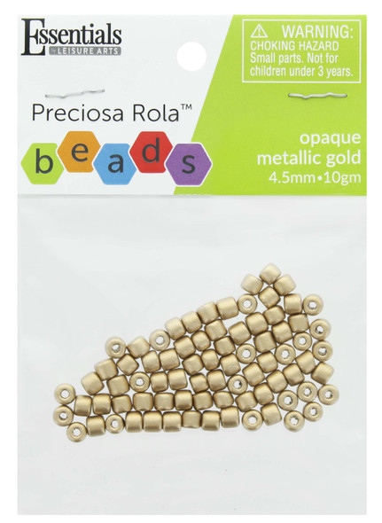 Essentials By Leisure Arts Bead Preciosa Rola 4.5mm Opaque Metallic Gold 10gm