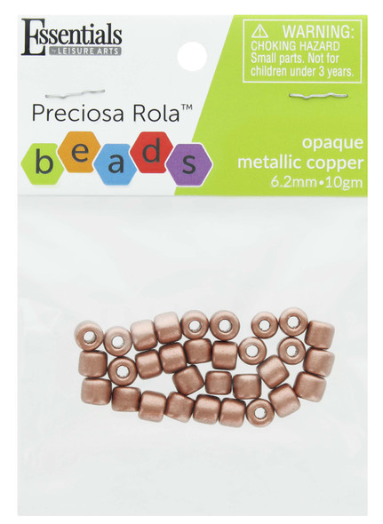 Essentials By Leisure Arts Bead Preciosa Rola 6.2mm Opaque Metallic Copper 10gm