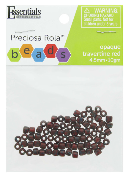 Essentials By Leisure Arts Bead Preciosa Rola 4.5mm Opaque Travertine Red 10gm