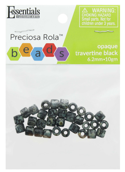 Essentials By Leisure Arts Bead Preciosa Rola 6.2mm Opaque Travertine Black 10gm