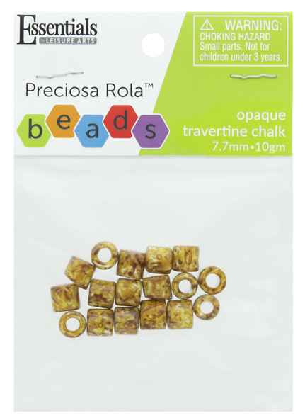 Essentials By Leisure Arts Bead Preciosa Rola 7.7mm Opaque Travertine Chalk 10gm