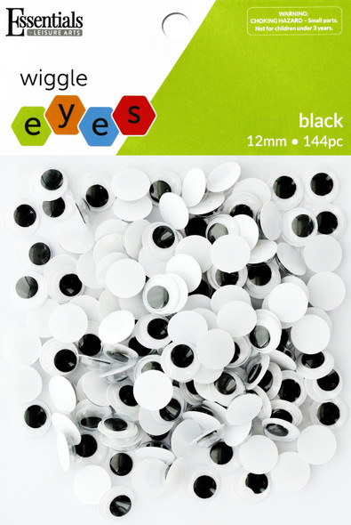 Essentials By Leisure Arts Eye Paste On Moveable 12mm Black 144pc