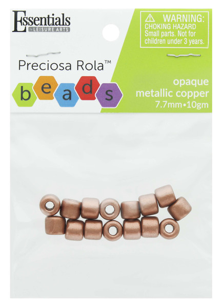 Essentials By Leisure Arts Bead Preciosa Rola 7.7mm Opaque Metallic Copper 10gm