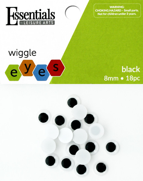 Essentials By Leisure Arts Eye Paste On Moveable 8mm Black 18pc