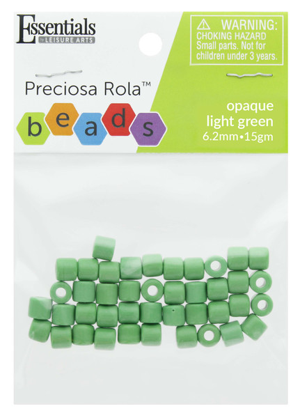 Essentials By Leisure Arts Bead Preciosa Rola 6.2mm Opaque Light Green 15gm