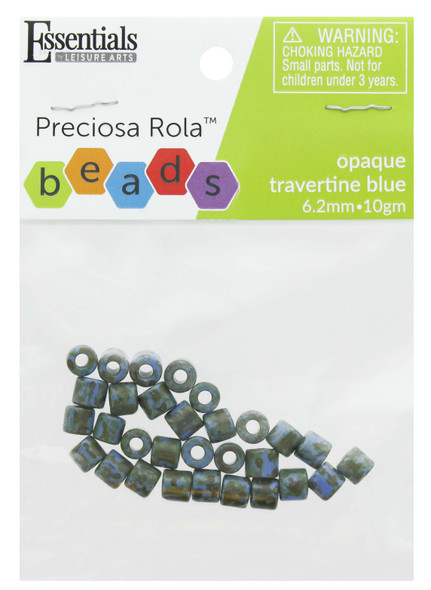 Essentials By Leisure Arts Bead Preciosa Rola 6.2mm Opaque Travertine Blue 10gm