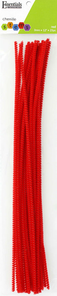 Essentials By Leisure Arts Chenille 12" Stem 3mm Red 25pc