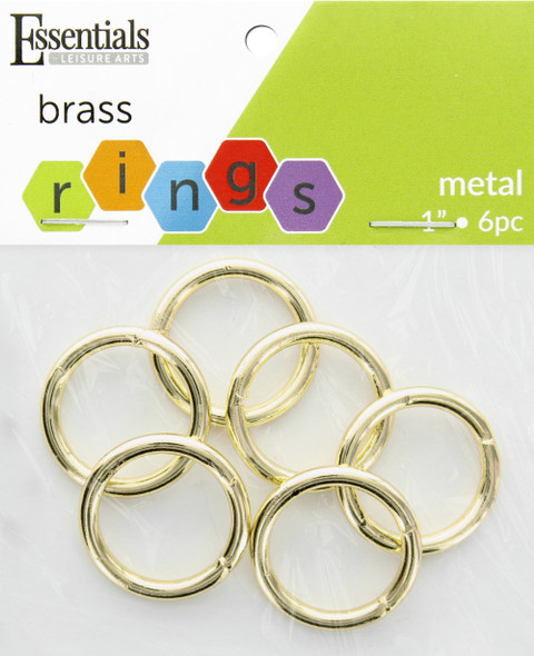 Essentials By Leisure Arts Metal Ring 1" Brass 6pc