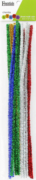 Essentials By Leisure Arts Chenille 12" Stem 6mm Tinsel Multi 25pc