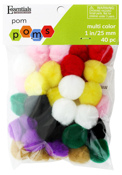 Essentials By Leisure Arts Pom Pom 1" Multi 40pc