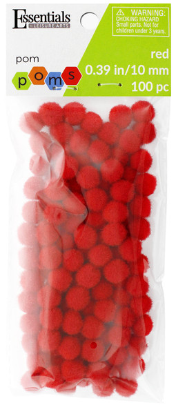 Essentials By Leisure Arts Pom Pom 10mm Red 100pc