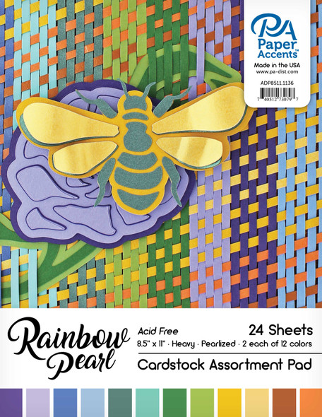 Paper Accents Cardstock Pad 8.5"x 11" Rainbow Pearl Assortment 24pc