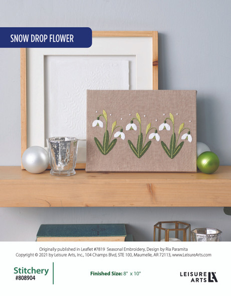 Leisure Arts Embroidered Snow Drop Flower Wall Hanging ePattern