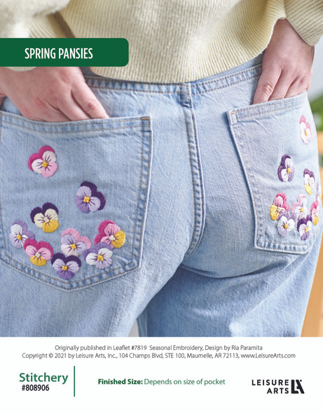 Leisure Arts Embroidered Spring Pansies ePattern