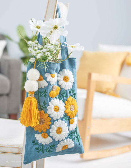 Leisure Arts Embroidered Daisies Tote Bag ePattern