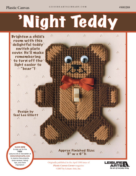 Leisure Arts Night Teddy Plastic Canvas ePattern