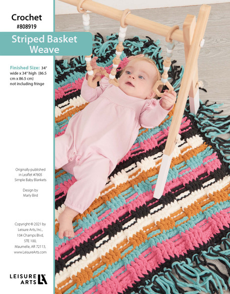 ePattern Crochet Striped Basket Weave