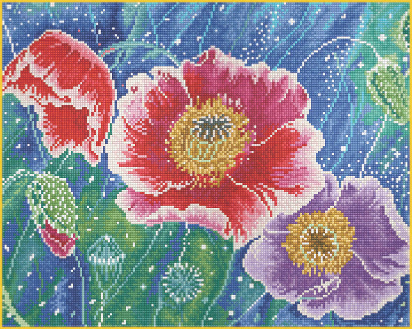 Diamond Art Kit 20"x 16" Premium Batik Poppies