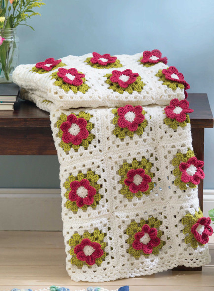 Leisure Arts Grannies in Bloom Rosy Floral Crochet ePattern