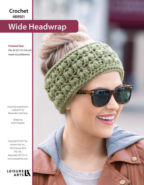 Leisure Arts Messy Bun Hats,Plus! Wide Headband Crochet ePattern