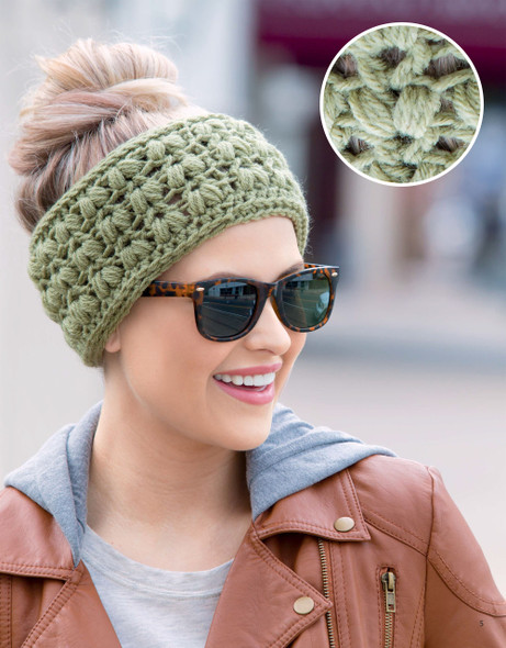 Leisure Arts Messy Bun Hats,Plus! Wide Headband Crochet ePattern