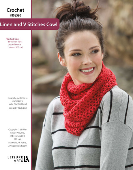 Leisure Arts Make Your First Crochet Cowls Linen & V-Stitches ePattern