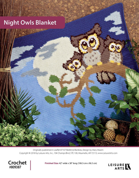 Leisure Arts Bedtime Blankies Night Owls Blanket Crochet ePattern