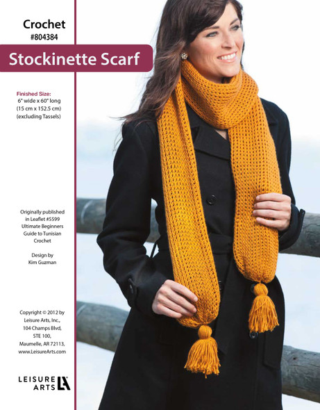 Leisure Arts Ultimate Beginners Guide To Tunisian Crochet Stockinette Scarf ePattern