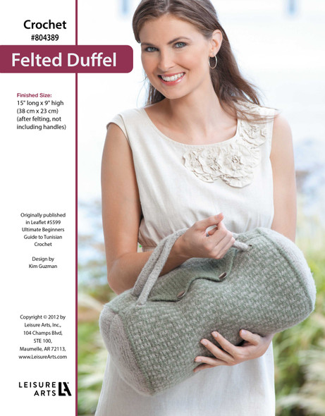 Leisure Arts Ultimate Beginners Guide To Tunisian Crochet Felted Duffel ePattern