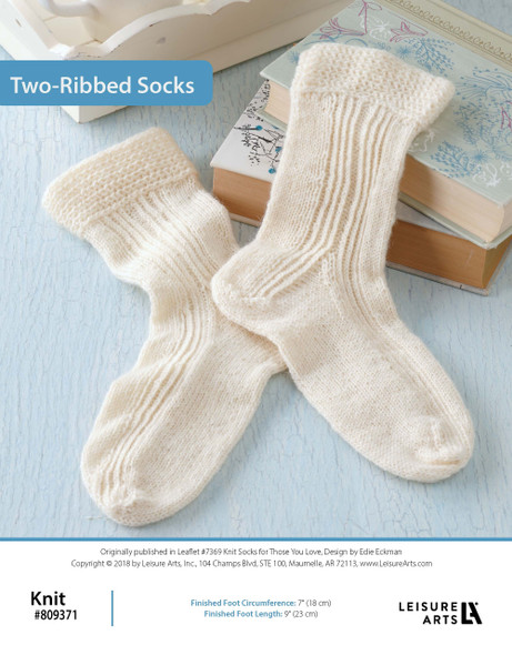 Leisure Arts Patterns Knit Socks For Those You Love Two-Ribbed Socks ePattern