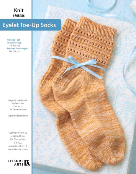 Leisure Arts Knit Socks For Those You Love Eyelet Toe-Up Socks ePattern