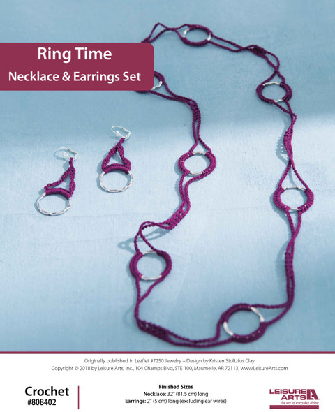 Leisure Arts Jewelry To Crochet Ringtime Necklace & Earring Set ePattern