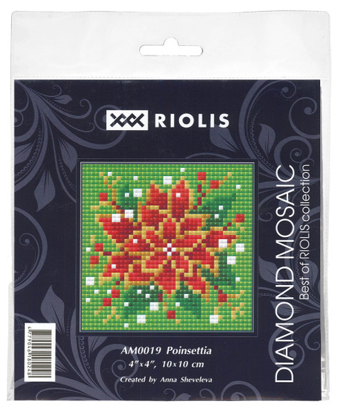 Riolis Diamond Mosaic Kit 4"x 4" Poinsettia