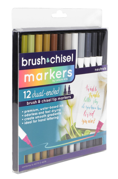 Leisure Arts Dual Ended Markers Brush & Chisel Neutrals 12pc