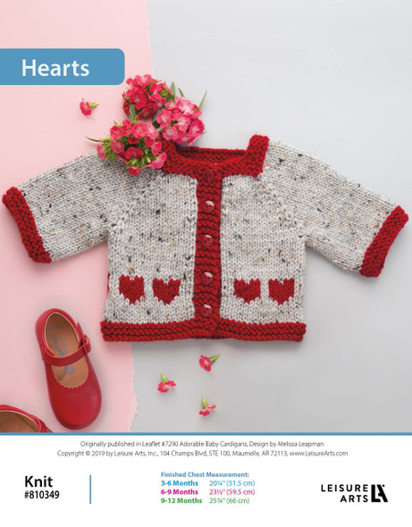 Leisure Arts Adorable Baby Cardigans Hearts Knit ePattern