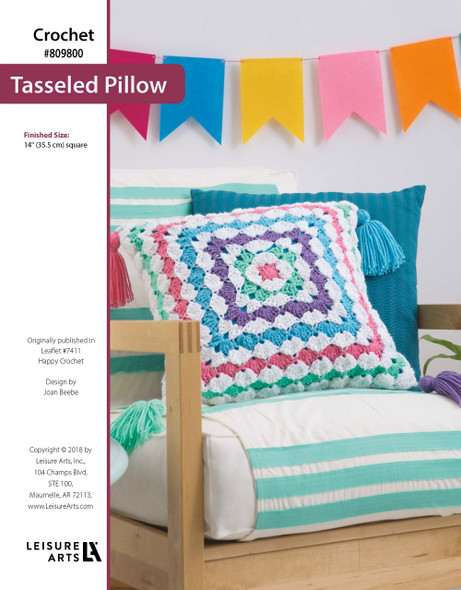 Leisure Arts Happy Crochet Tasseled Pillow ePattern