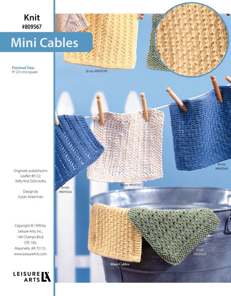Leisure Arts Nifty Knit Dishcloth Mini Cables ePattern