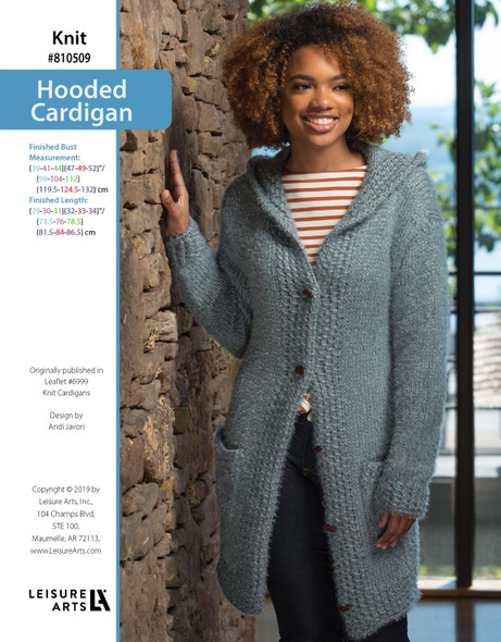 Leisure Arts Knit Cardigans Hooded Cardigan ePattern