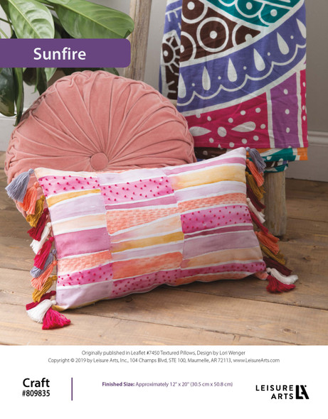 Leisure Arts DIY Textured Pillows Sunfire ePattern