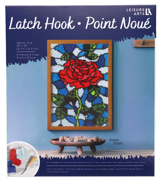Leisure Arts Latch Hook Kit 24"x 36" Rose